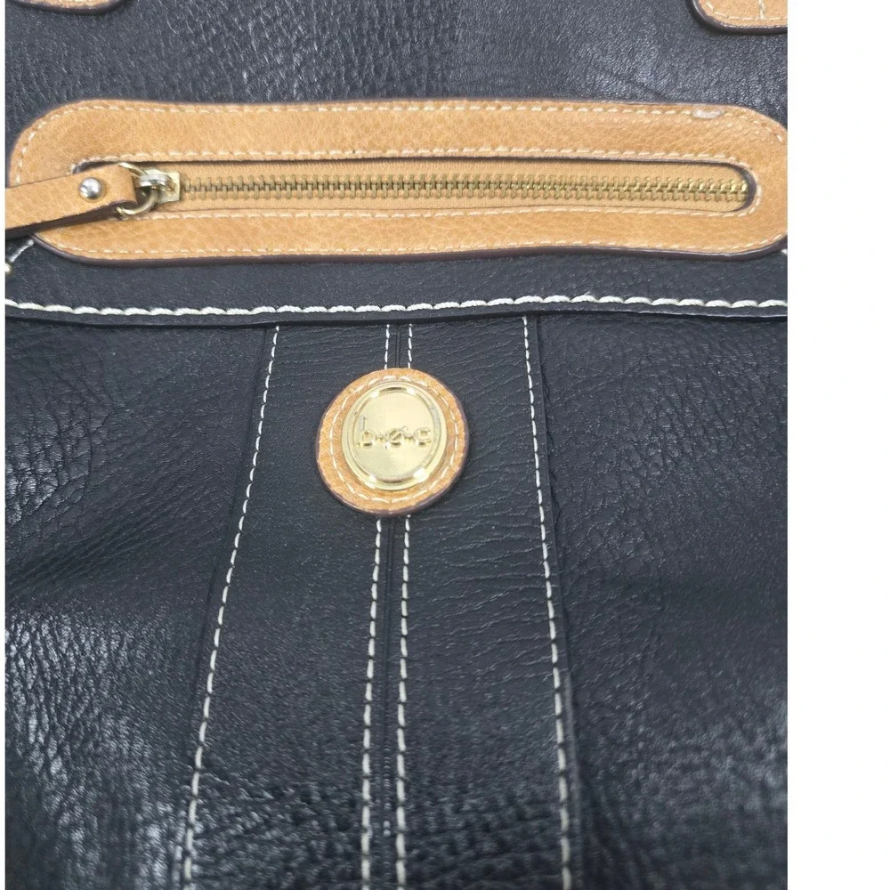 BOC Born Concept Womens Tote Bag Black Tan Pebbled‎ Faux Leather Shoulder Bag